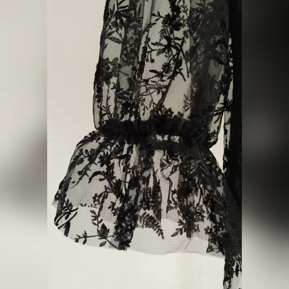 Zara Ruffled Tulle Floral Blouse - Picture 8 of 12